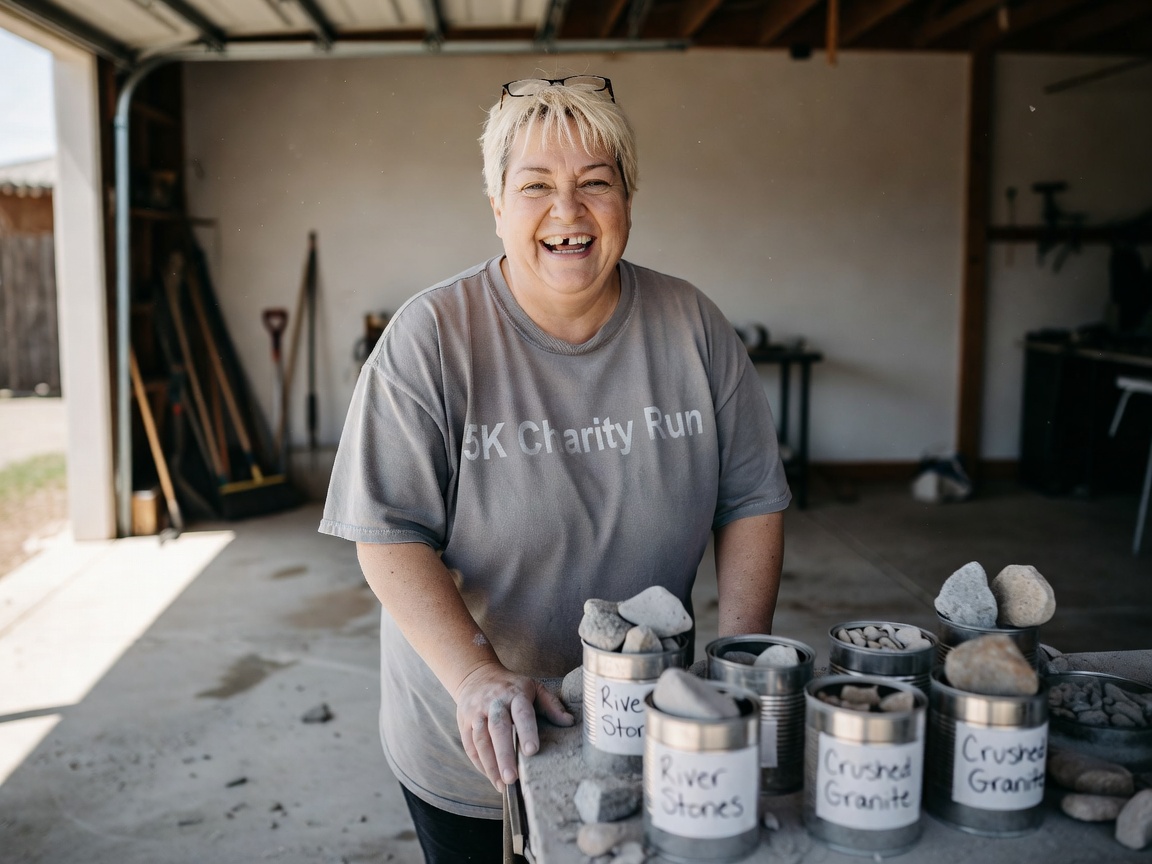 The cans are labeled. The smile is not a bit.